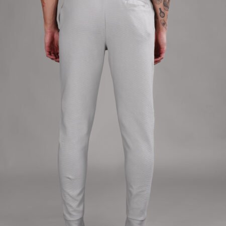 Ribbed Cotton Track Pant with Zip Pocket - Grey (350 GSM - Heavy) - Image 3