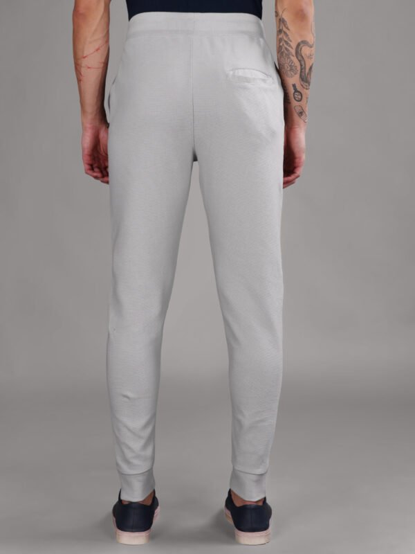 Ribbed Cotton Track Pant with Zip Pocket - Grey (350 GSM - Heavy)