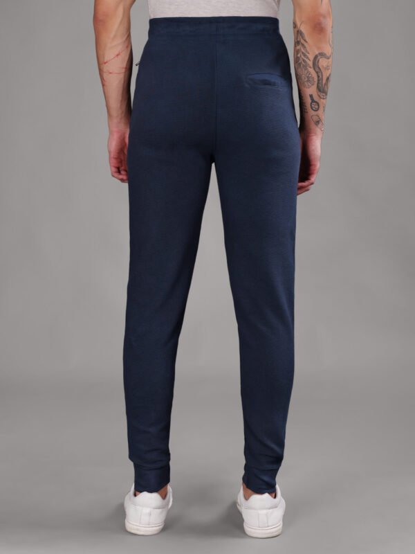 Ribbed Cotton Track Pant with Zip Pocket - Navy Blue (350 GSM - Heavy)