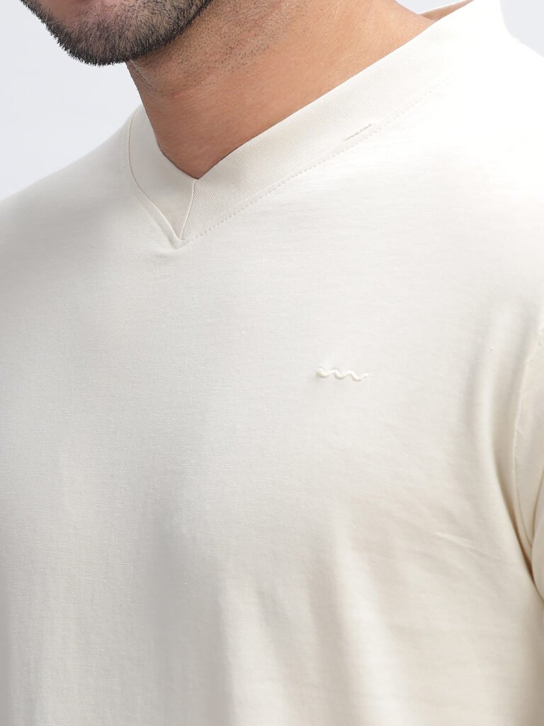 100% Pure Supima Cotton V Neck - Beach (Beige)