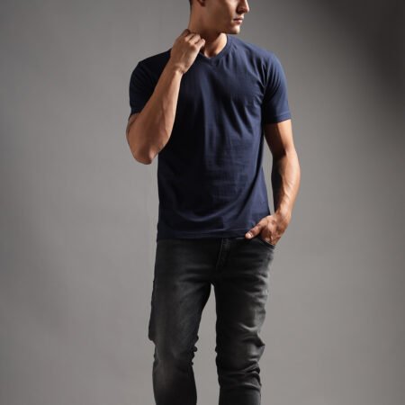 100% Pure Supima Cotton V Neck - Night Fall (Navy) - Image 4