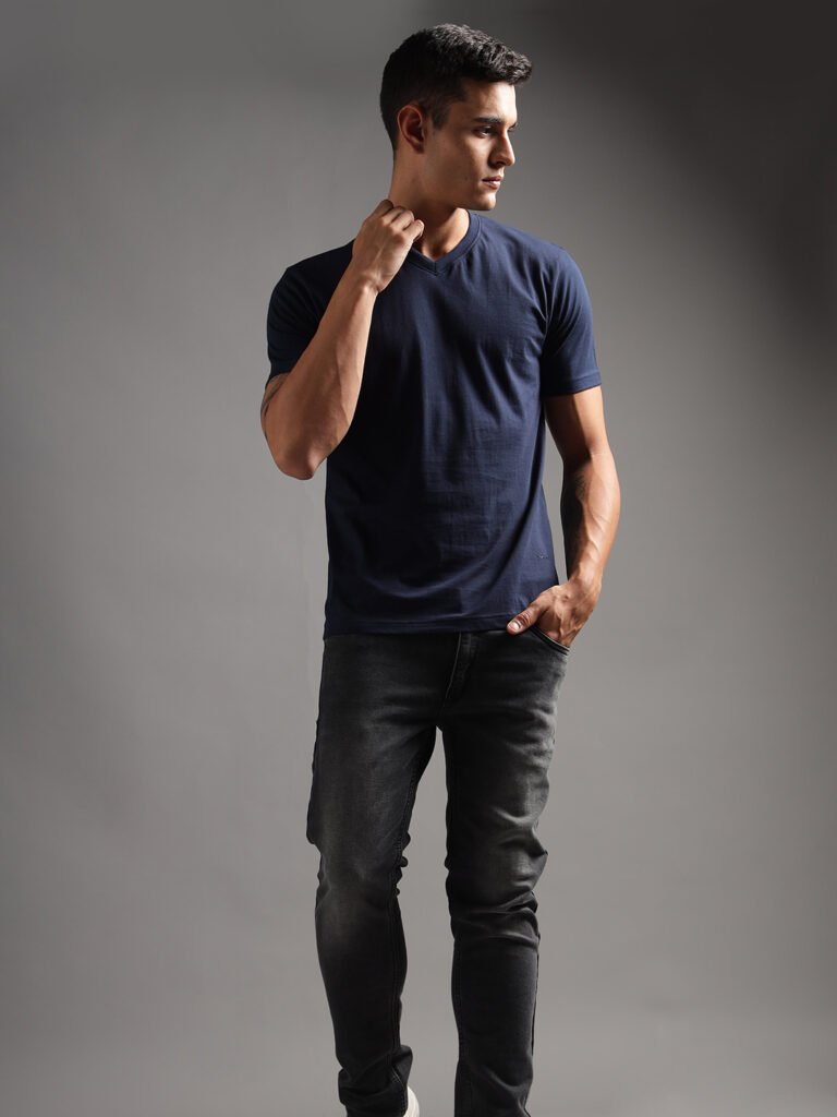 100% Pure Supima Cotton V Neck - Night Fall (Navy)