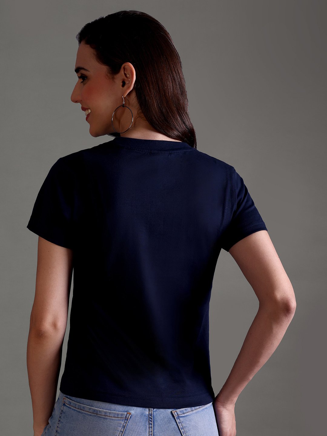 100% Pure Supima Cotton Crop Top - Night Fall (Navy) (W) - Image 4