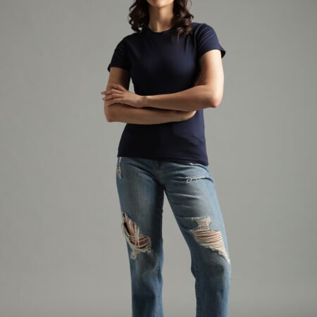 100% Pure Supima Cotton Crew Neck - Night Fall (Navy) (W) - Image 4