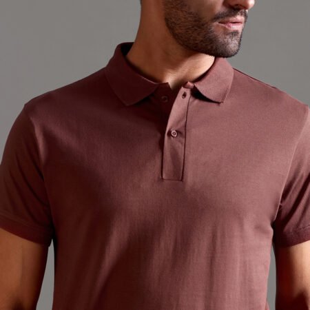 100% Pure Supima Cotton Polo - Rust (Deep Maroon) - Image 4