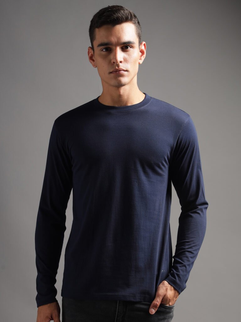 100% Pure Supima Cotton Crew Neck Full Sleeve - Night Fall (Navy)
