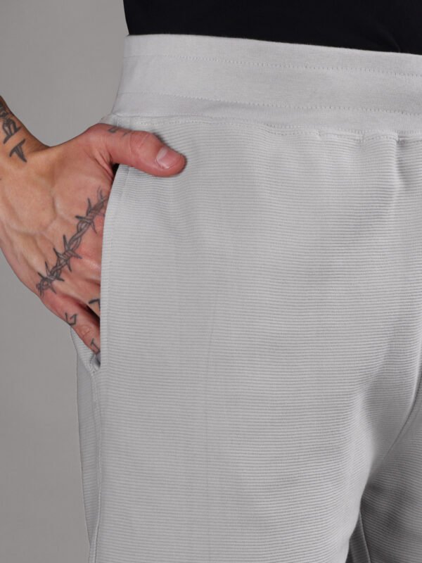 Ribbed Cotton Shorts with Zip Pocket - Grey (350 GSM - Heavy)