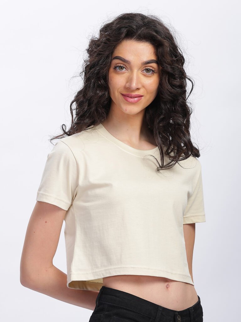 100% Pure Supima Cotton Super Crop Top - Beach (Beige) (W)