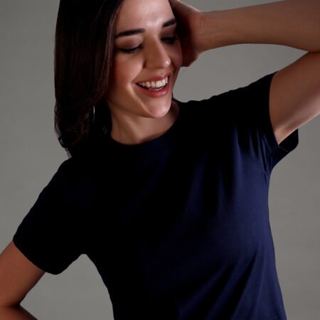 100% Pure Supima Cotton Crop Top - Night Fall (Navy) (W) - Image 5