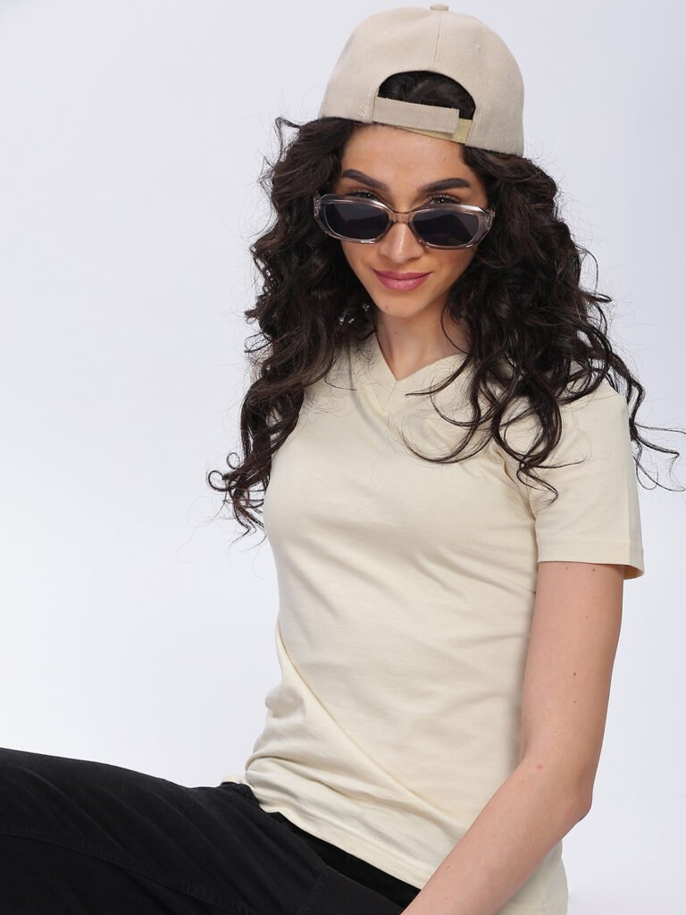 100% Pure Supima Cotton V Neck - Beach (Beige) (W)