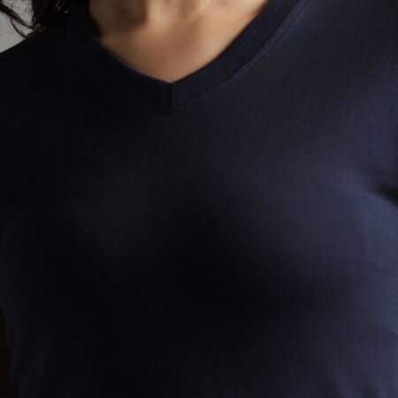 100% Pure Supima Cotton V Neck - Night Fall (Navy) (W) - Image 5