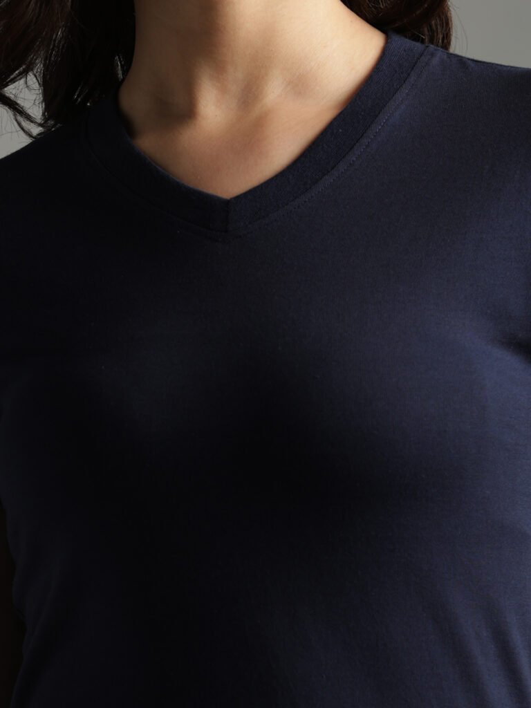 100% Pure Supima Cotton V Neck - Night Fall (Navy) (W)