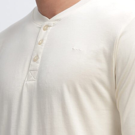 100% Pure Supima Cotton Henley Full Sleeve - Beach (Beige) - Image 5