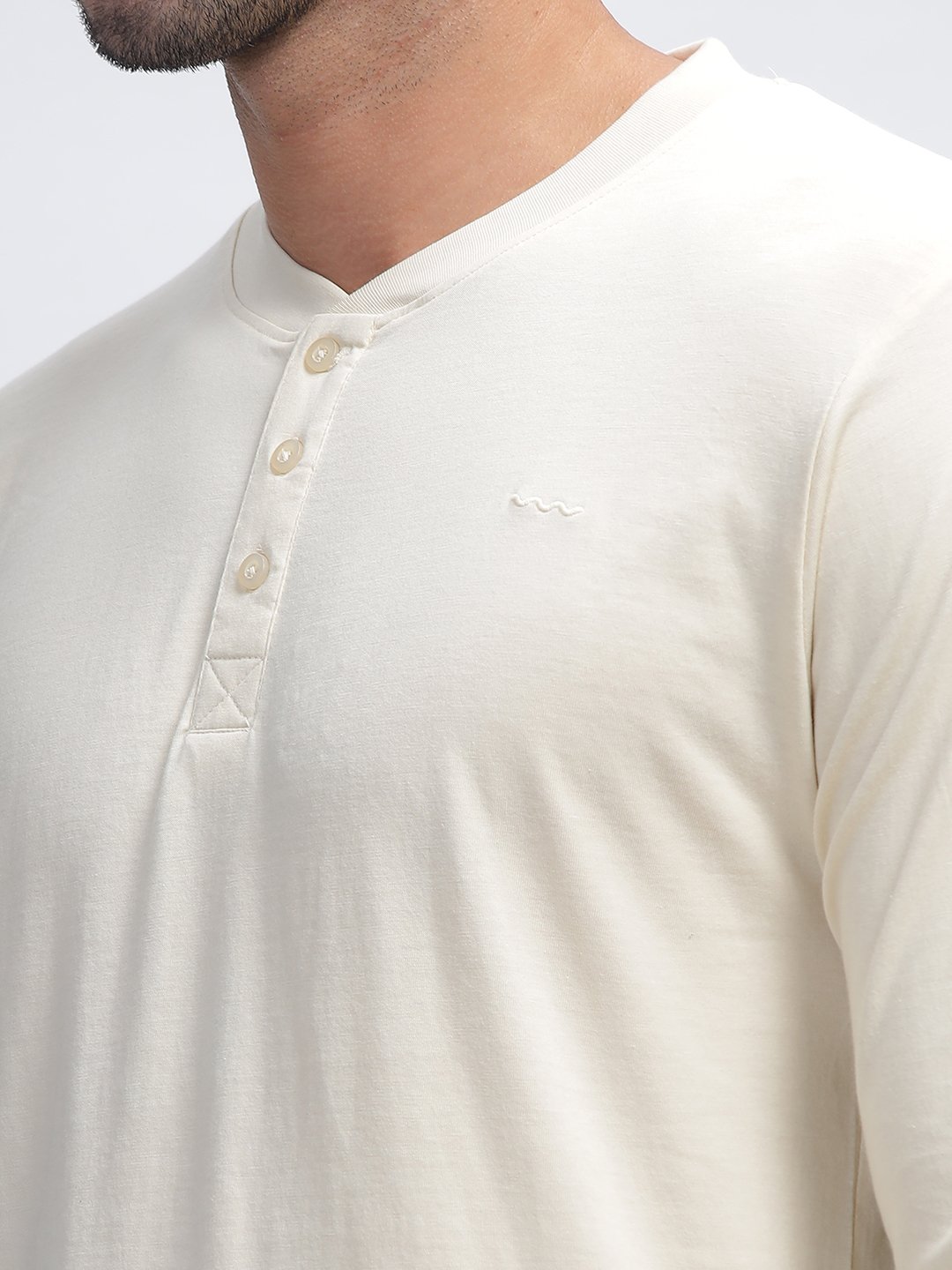 100% Pure Supima Cotton Henley Full Sleeve - Beach (Beige) - Image 5