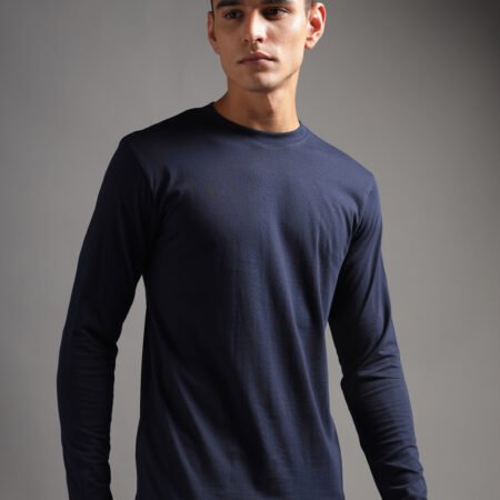 100% Pure Supima Cotton Crew Neck Full Sleeve - Night Fall (Navy) - Image 5