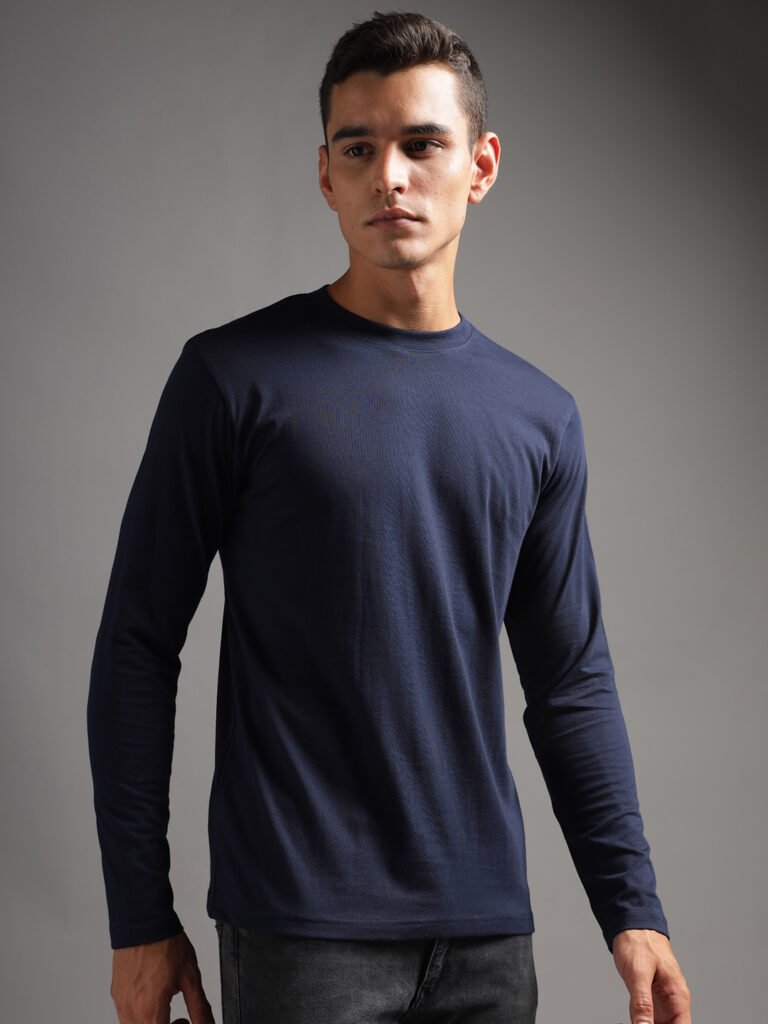100% Pure Supima Cotton Crew Neck Full Sleeve - Night Fall (Navy)