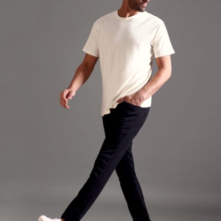 Eyelet Waffle Textured Crew Neck - Off White - Image 7