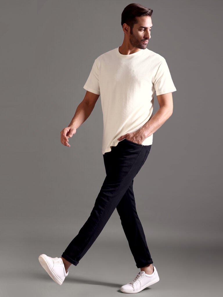 Eyelet Waffle Textured Crew Neck - Off White