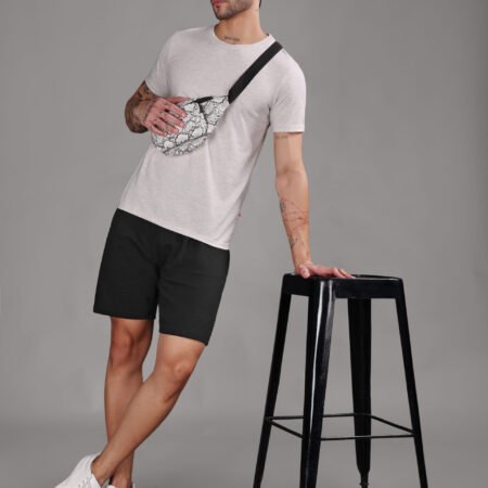 Ribbed Cotton Shorts with Zip Pocket - Black (350 GSM - Heavy) - Image 6