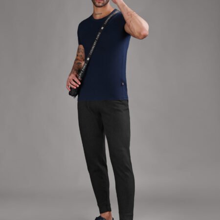 Ribbed Cotton Track Pant with Zip Pocket - Black (350 GSM - Heavy) - Image 5