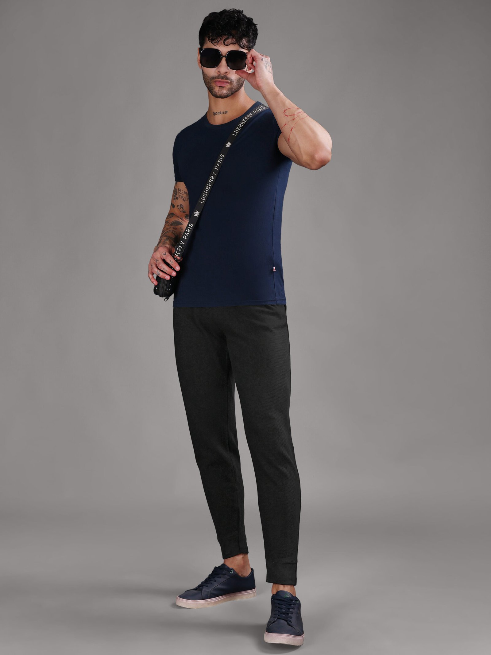 Ribbed Cotton Track Pant with Zip Pocket - Black (350 GSM - Heavy) - Image 5