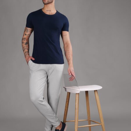 Ribbed Cotton Track Pant with Zip Pocket - Grey (350 GSM - Heavy) - Image 5
