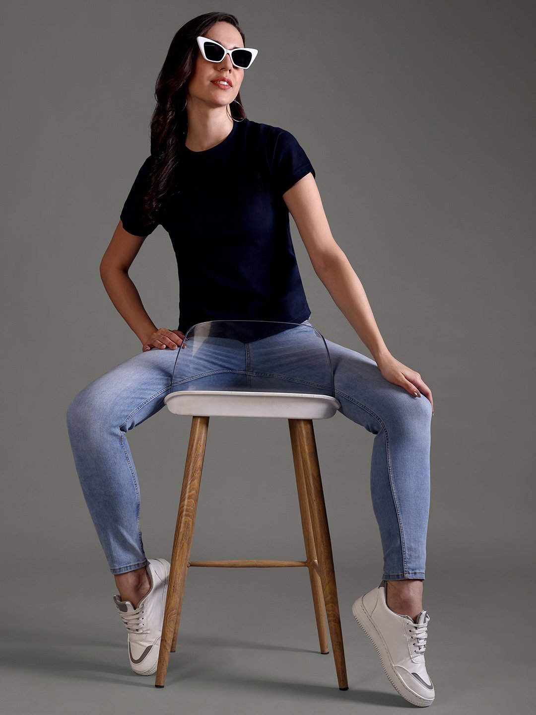 100% Pure Supima Cotton Crop Top - Night Fall (Navy) (W) - Image 6