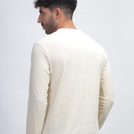100% Pure Supima Cotton Henley Full Sleeve - Beach (Beige) - Image 6