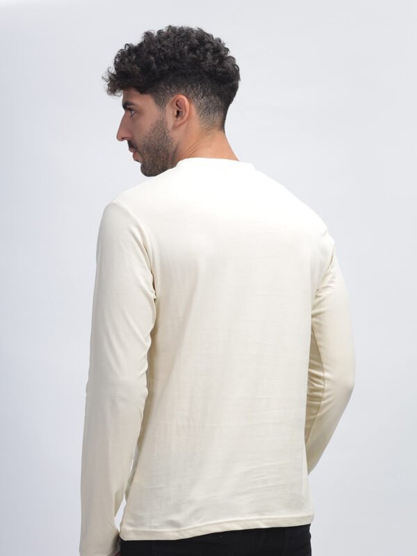 100% Pure Supima Cotton Henley Full Sleeve - Beach (Beige)