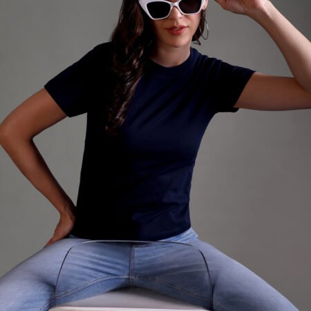 100% Pure Supima Cotton Crop Top - Night Fall (Navy) (W) - Image 7