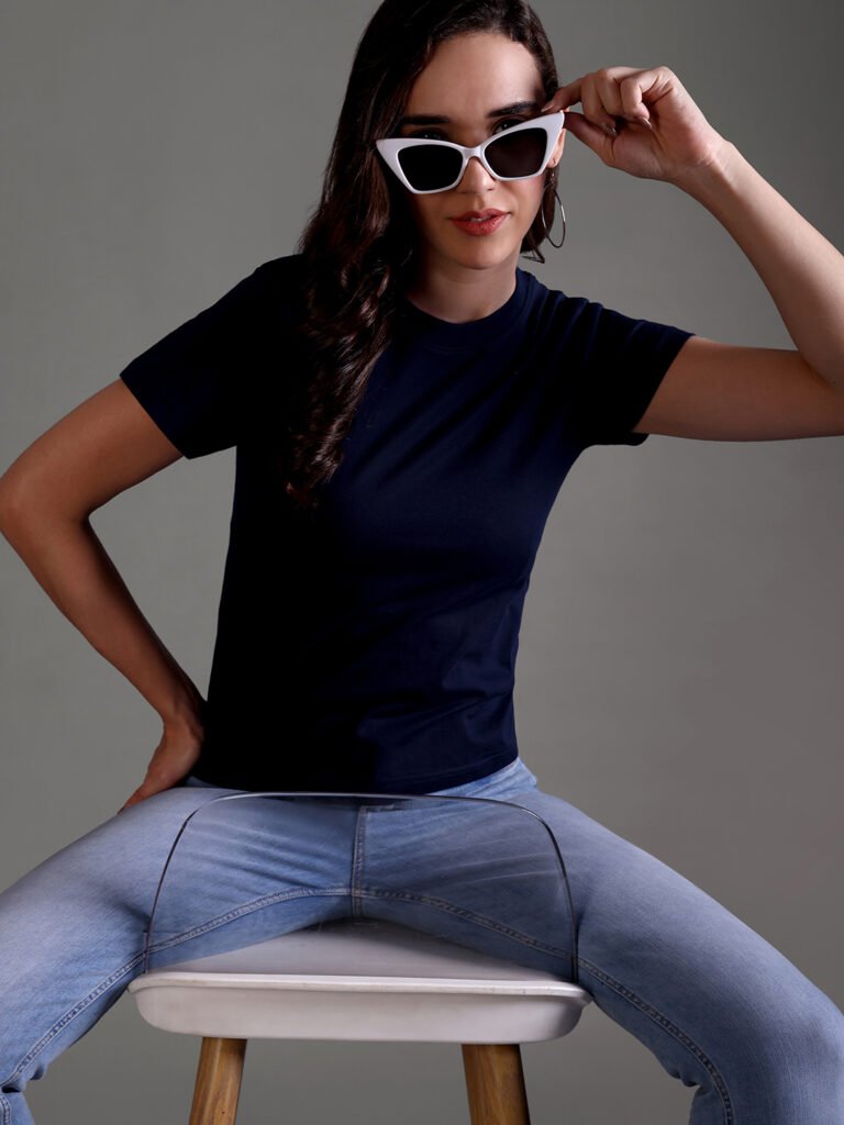 100% Pure Supima Cotton Crop Top - Night Fall (Navy) (W)