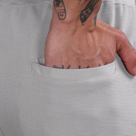 Ribbed Cotton Track Pant with Zip Pocket - Grey (350 GSM - Heavy) - Image 6